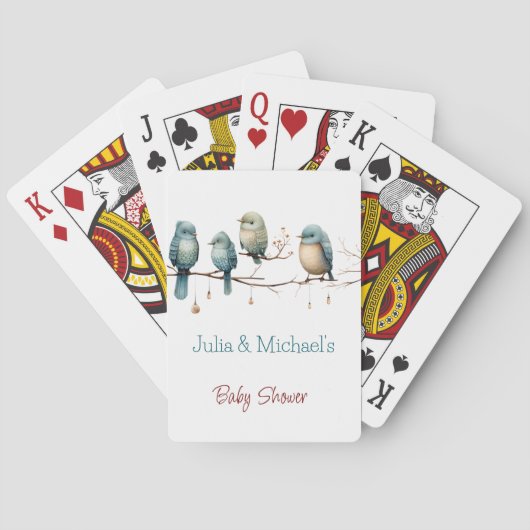 鳥の枝お洒落にパステルベビーシャワー トランプ (裏面)