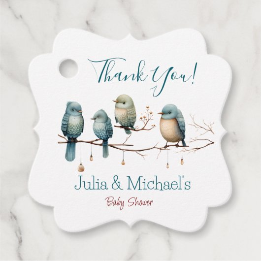 鳥の枝お洒落にパステルベビーシャワー フェイバータグ (正面)