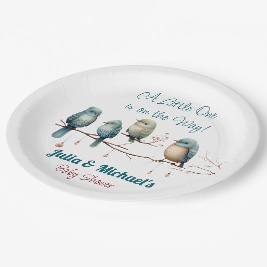 鳥の枝お洒落にパステルベビーシャワー ペーパープレート (アングル)