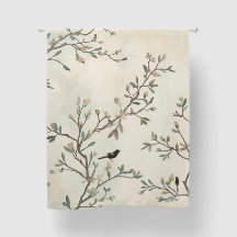 鳥の枝の水彩画 ベージュの自然画