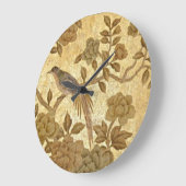 鳥の柱時計が付いているヴィンテージの金ぱく ラージ壁時計 (傾斜)
