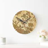 鳥の柱時計が付いているヴィンテージの金ぱく ラージ壁時計 (ホーム)