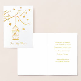 鳥の檻とハート母の日 箔カード