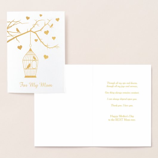 鳥の檻とハート母の日 箔カード (ディスプレー)