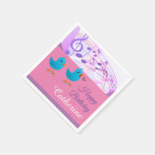 鳥の歌うハッピーバースデー音楽ノートおもしろいかわいい スタンダードカクテルナプキン (角)
