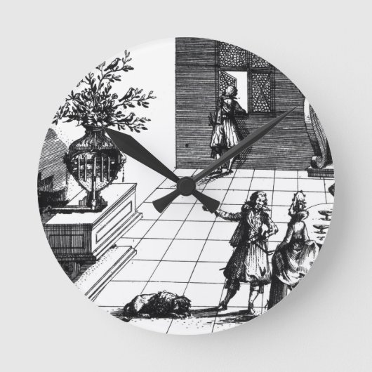 鳥の歌の音楽的な木、出版されたc.1670 (engravin ラウンド壁時計 (正面)