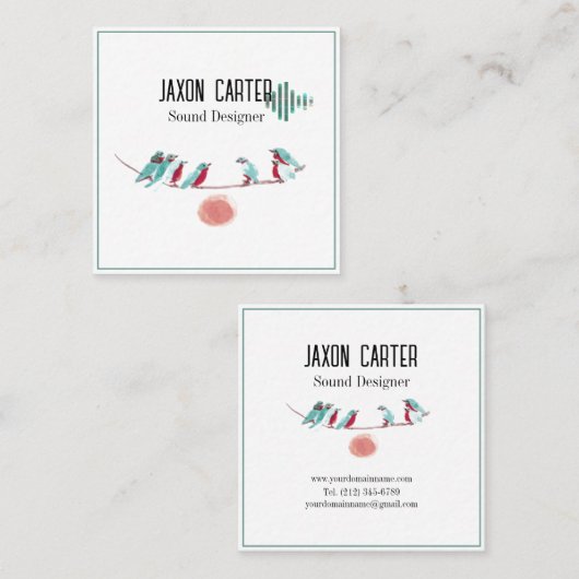 鳥の歌机用ネームプレート スクエア名刺 (正面/裏面)