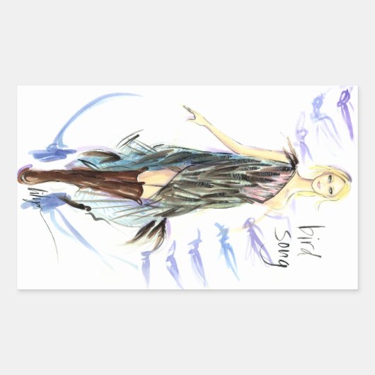 鳥の歌 長方形シール (正面)