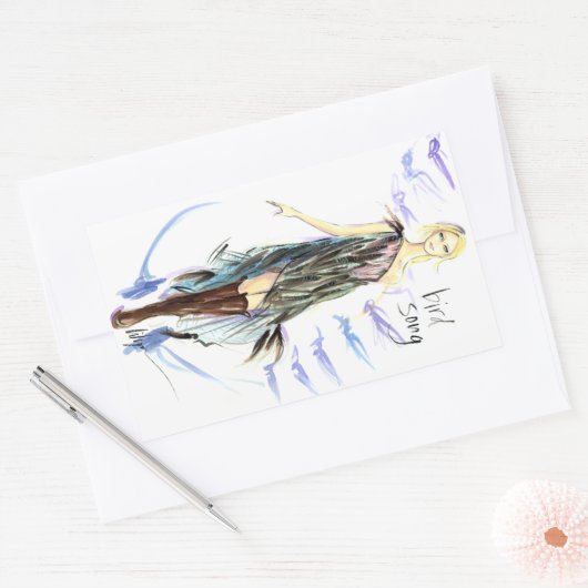 鳥の歌 長方形シール (封筒)