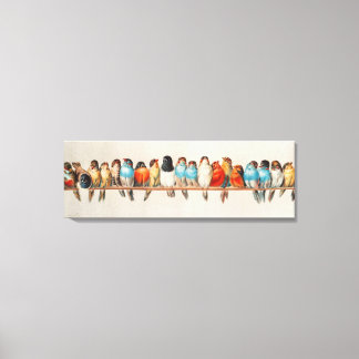 鳥の止まり木ヴィンテージイラストレーションウォールアート キャンバスプリント