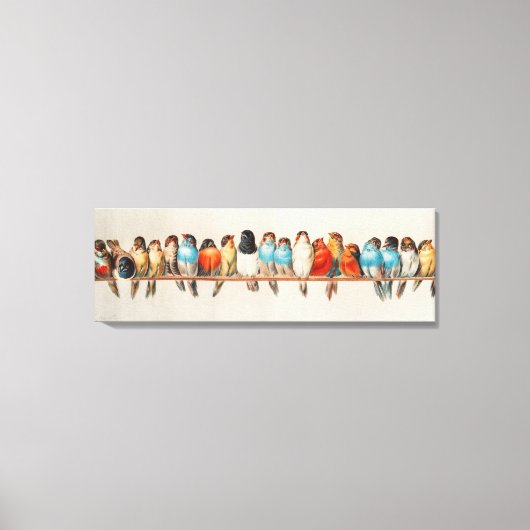 鳥の止まり木ヴィンテージイラストレーションウォールアート キャンバスプリント (正面)