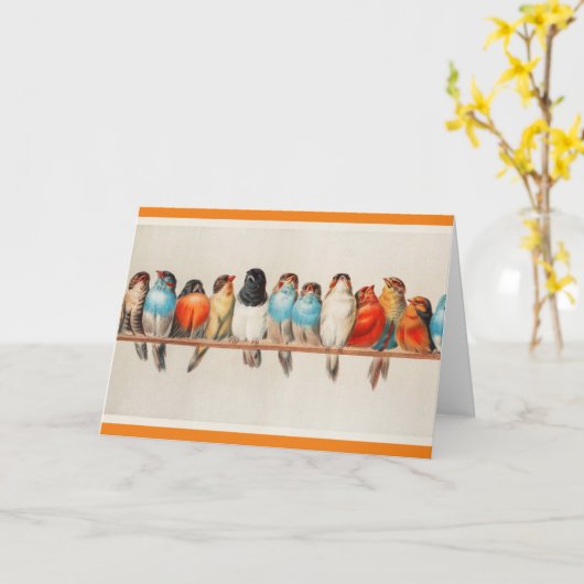 鳥の止まり木 カード (黄色い花)