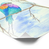 鳥の水の色アート薄紫の木の中で焼いたローラー フォトプリント            (角)