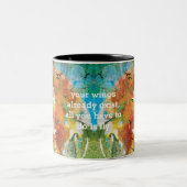 鳥の水の色絵画のパーソナライズド引用文 ツートーンマグカップ (中央)