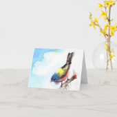 鳥の水彩画のブランクのメッセージカード カード (黄色い花)