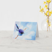 鳥の水彩画のブランクのメッセージカード カード (黄色い花)