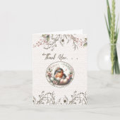 鳥の水彩画 折りたたみ式感謝カード サンキューカード (正面)