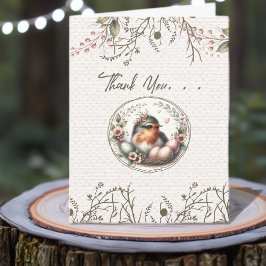 鳥の水彩画 折りたたみ式感謝カード サンキューカード
