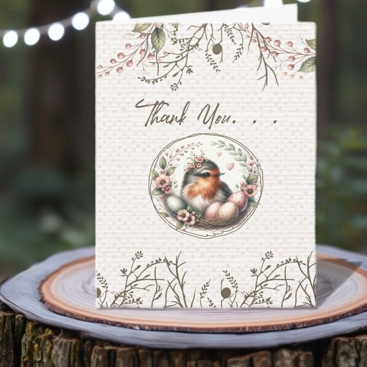 鳥の水彩画 折りたたみ式感謝カード サンキューカード
