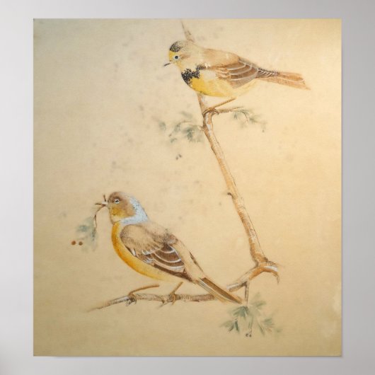 鳥の水彩画 - 自然の壁アート ポスター (正面)