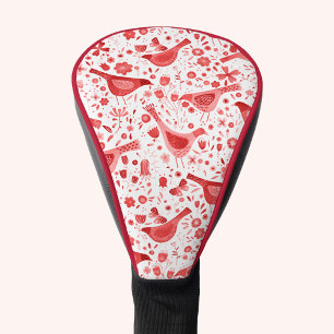 鳥の水色の赤（白） ゴルフヘッドカバー