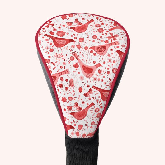 鳥の水色の赤（白） ゴルフヘッドカバー