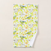 鳥の水色の離れ黄色色 バスタオルセット (ハンドタオル)