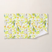 鳥の水色の離れ黄色色 バスタオルセット (ハンドタオル)