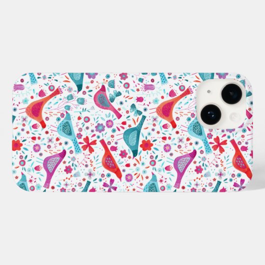 鳥の水色パターン Case-Mate iPhoneケース (裏面 (横))