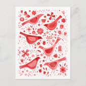 鳥の水色(赤) シーズンポストカード (正面)