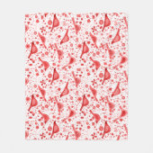 鳥の水色（赤） フリースブランケット (正面)
