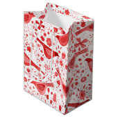 鳥の水色（赤） ミディアムペーパーバッグ (正面アングル)