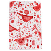 鳥の水色（赤） ミディアムペーパーバッグ (正面)