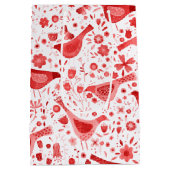 鳥の水色（赤） ミディアムペーパーバッグ (裏面)