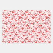 鳥の水色（赤） ラッピングペーパーシート (正面3)