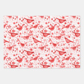 鳥の水色（赤） ラッピングペーパーシート (正面)