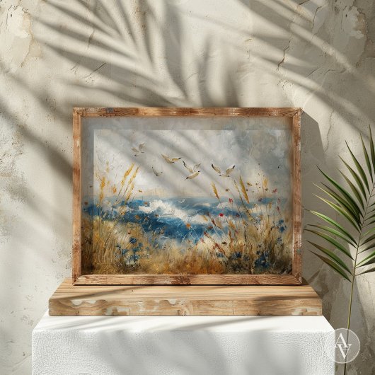 鳥の海航海の岸の素朴ヴィンテージ ポスター