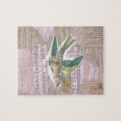 鳥の混合メディアのコラージュ ジグソーパズル (横)