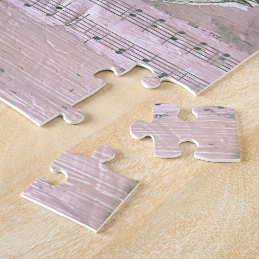 鳥の混合メディアのコラージュ ジグソーパズル (側面)