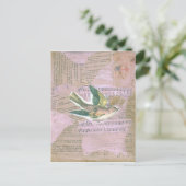 鳥の混合メディアのコラージュ ポストカード (スタンド正面)