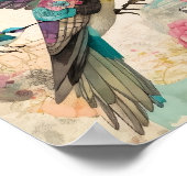 鳥の混合メディアコラージュエフェメラデクページ ポスター (角)