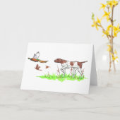 鳥の犬とキジ カード (黄色い花)