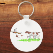 鳥の犬とキジ キーホルダー (正面)