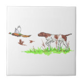 鳥の犬とキジ タイル (正面)