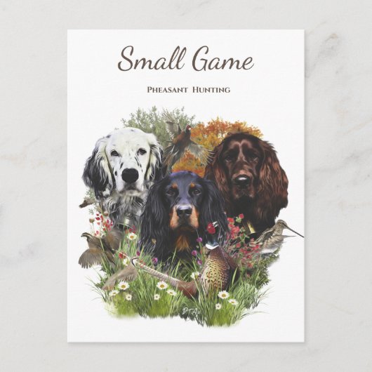 鳥の犬、キジ狩り ポストカード (正面)