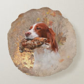 鳥の犬、木のコック狩り ラウンドクッション (裏面)