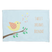 鳥の甘い夢を歌う愛される子供 枕カバー (正面)