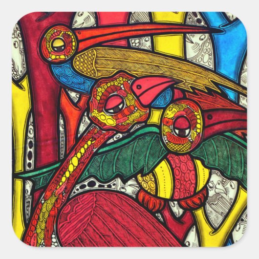 鳥の生活 スクエアシール (正面)