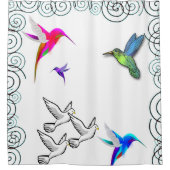 鳥の白いシャワー シャワーカーテン (正面)