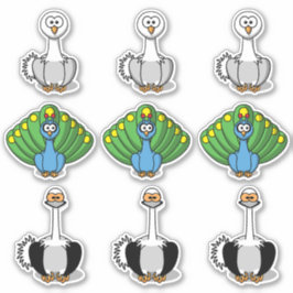 鳥の白鳥、孔雀、ダチョウの漫画 シール